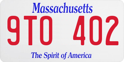 MA license plate 9TO402