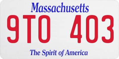 MA license plate 9TO403