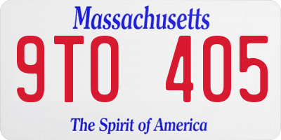 MA license plate 9TO405