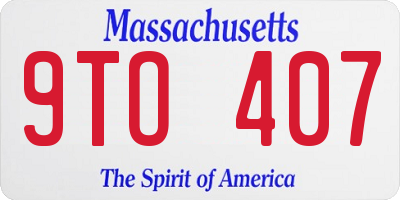 MA license plate 9TO407