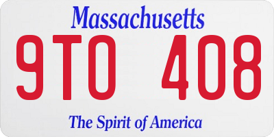 MA license plate 9TO408