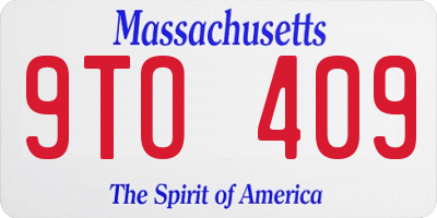 MA license plate 9TO409