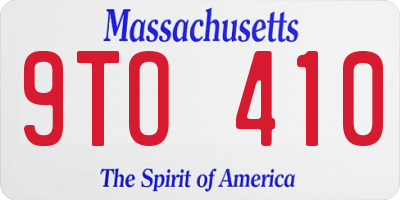 MA license plate 9TO410
