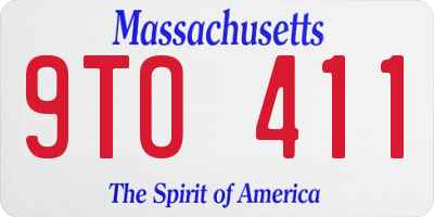 MA license plate 9TO411