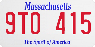 MA license plate 9TO415