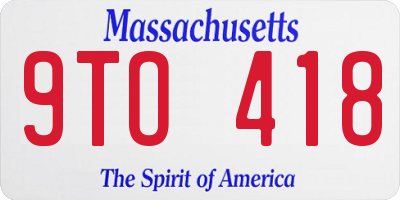 MA license plate 9TO418