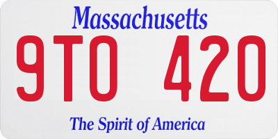 MA license plate 9TO420
