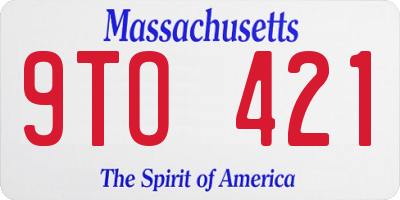MA license plate 9TO421