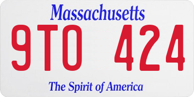MA license plate 9TO424