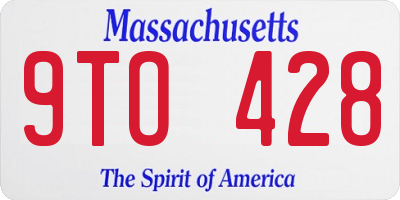 MA license plate 9TO428