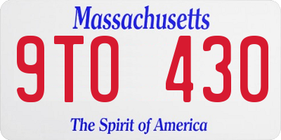 MA license plate 9TO430