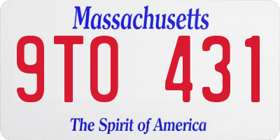 MA license plate 9TO431