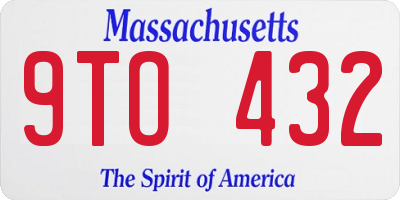 MA license plate 9TO432
