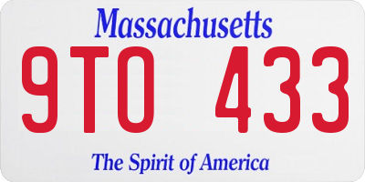 MA license plate 9TO433
