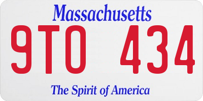 MA license plate 9TO434