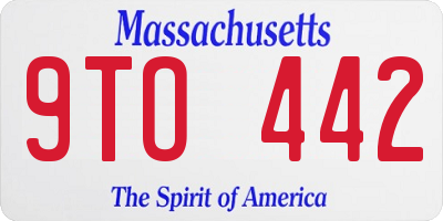 MA license plate 9TO442