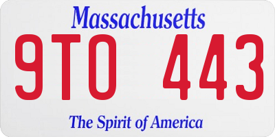 MA license plate 9TO443