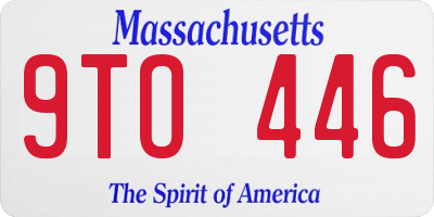 MA license plate 9TO446