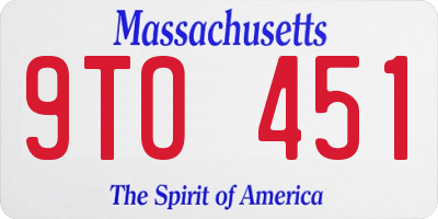 MA license plate 9TO451