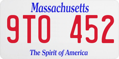 MA license plate 9TO452