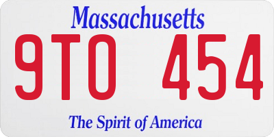 MA license plate 9TO454