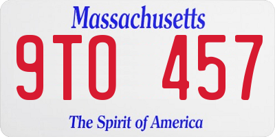 MA license plate 9TO457