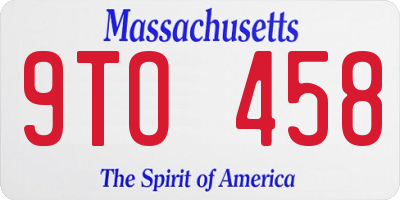 MA license plate 9TO458
