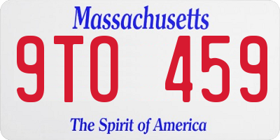 MA license plate 9TO459