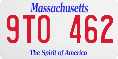 MA license plate 9TO462