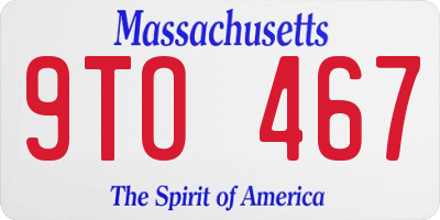 MA license plate 9TO467