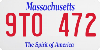MA license plate 9TO472