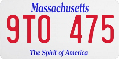 MA license plate 9TO475