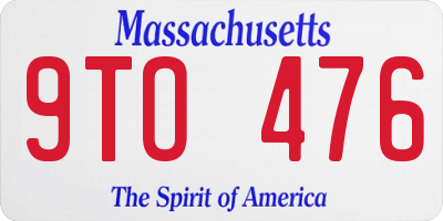 MA license plate 9TO476