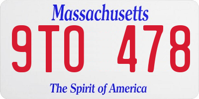 MA license plate 9TO478