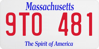 MA license plate 9TO481