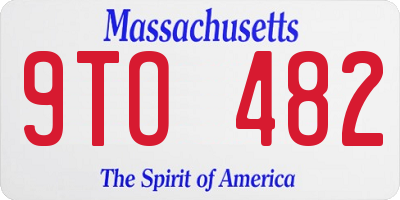 MA license plate 9TO482