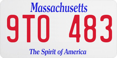 MA license plate 9TO483