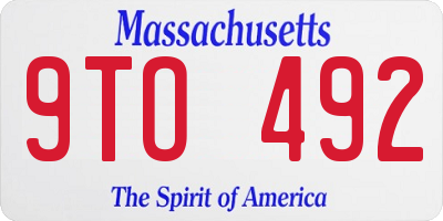 MA license plate 9TO492