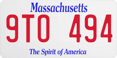 MA license plate 9TO494
