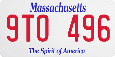 MA license plate 9TO496