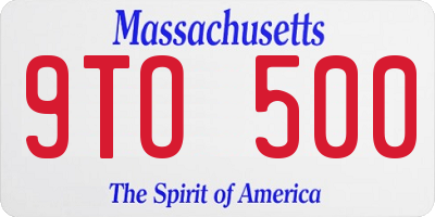 MA license plate 9TO500