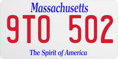 MA license plate 9TO502