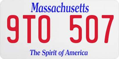 MA license plate 9TO507