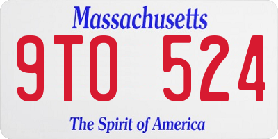 MA license plate 9TO524