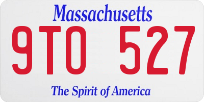 MA license plate 9TO527