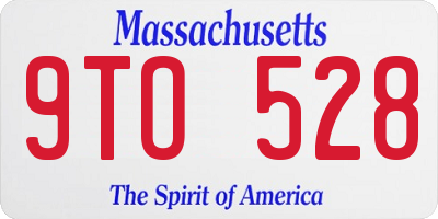 MA license plate 9TO528