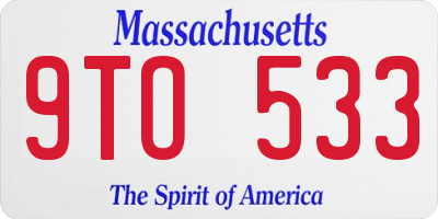 MA license plate 9TO533