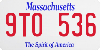 MA license plate 9TO536