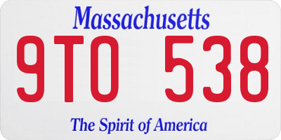 MA license plate 9TO538