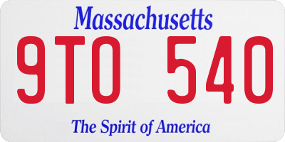 MA license plate 9TO540